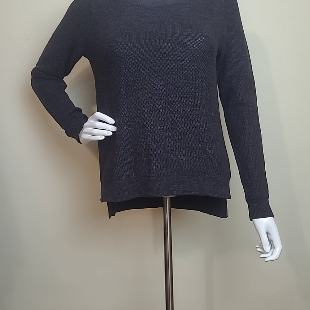 Loft Blue Gray Round Neck Long Sleeve Sweater Size XS